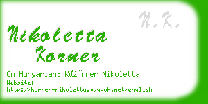 nikoletta korner business card